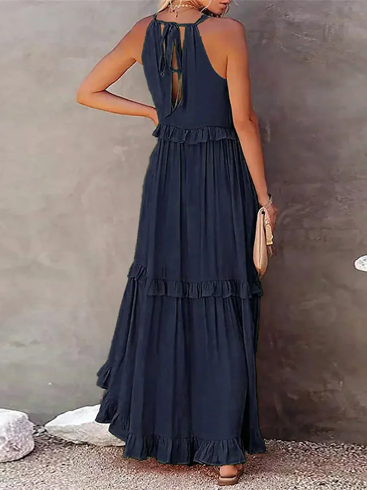 JESSY™ - HALTER RUFFLE MAXI DRESS