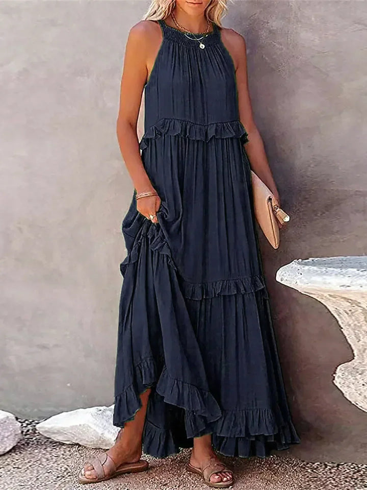 JESSY™ - HALTER RUFFLE MAXI DRESS