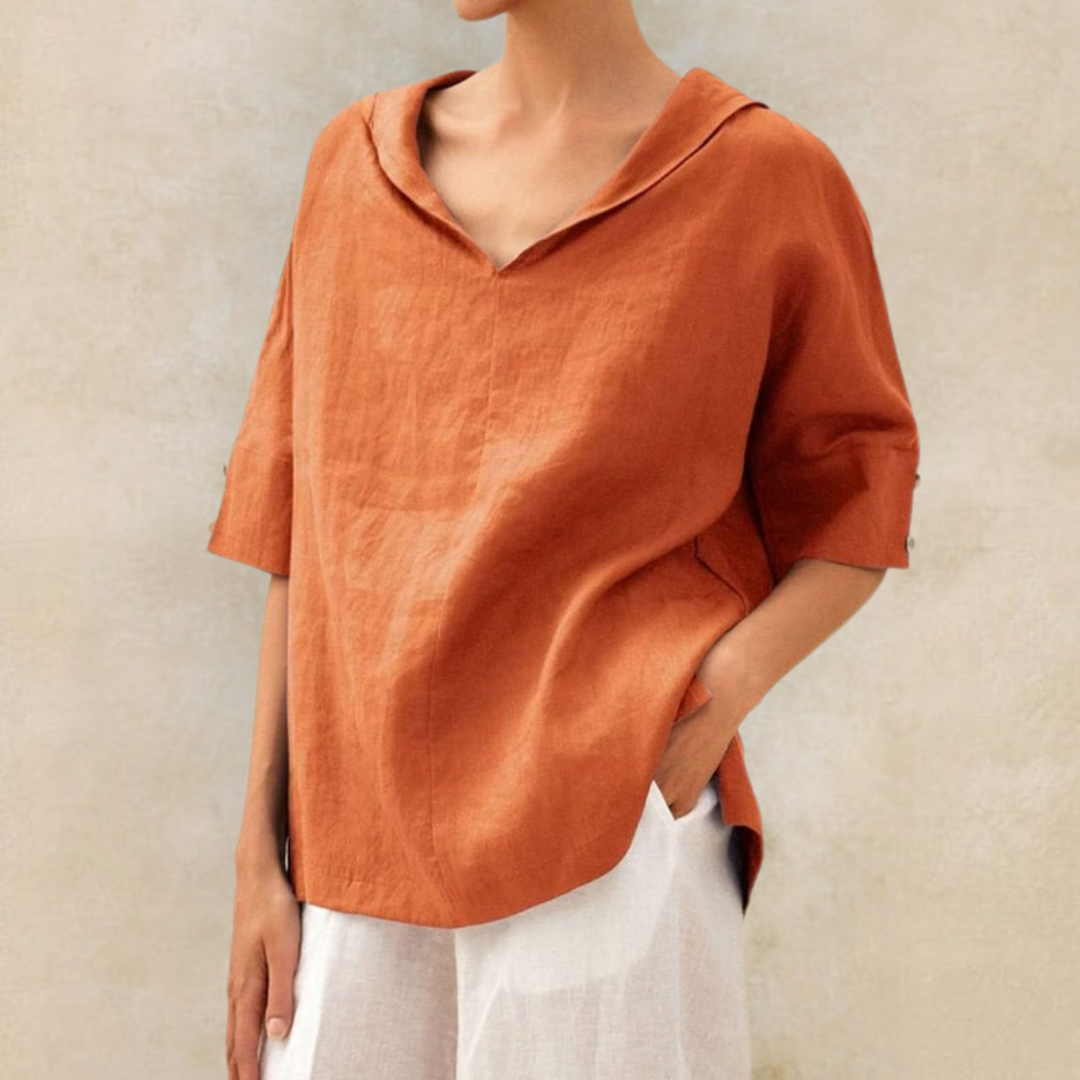 LINDA™ - WOMEN'S V-NECK CASUAL LINEN SHIRT