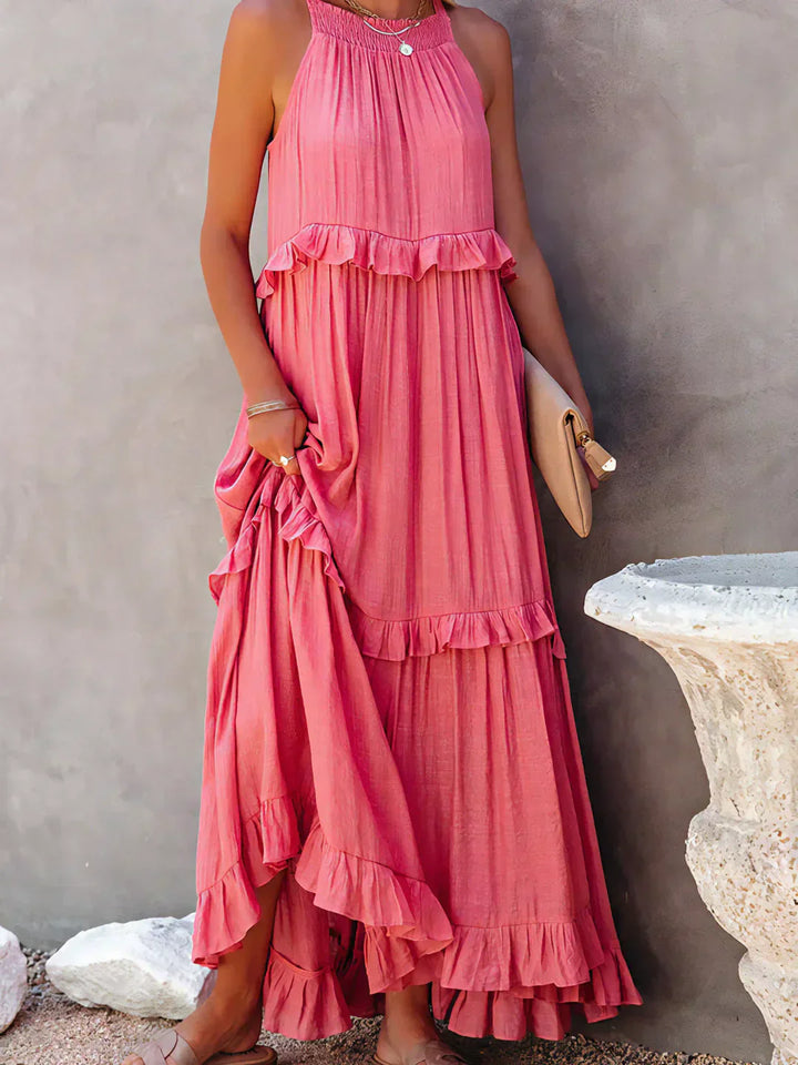 JESSY™ - HALTER RUFFLE MAXI DRESS