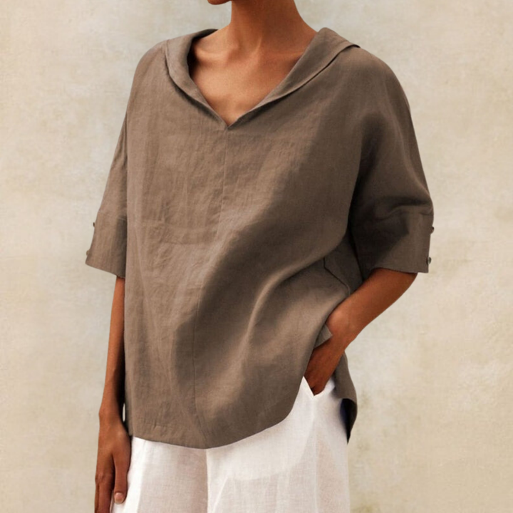 LINDA™ - WOMEN'S V-NECK CASUAL LINEN SHIRT