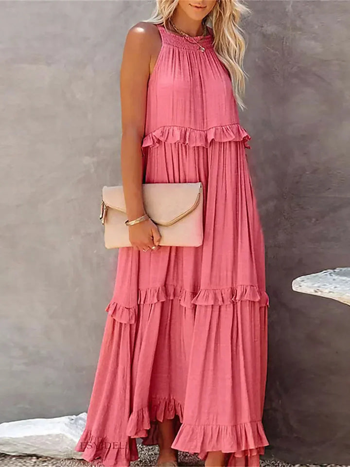 JESSY™ - HALTER RUFFLE MAXI DRESS