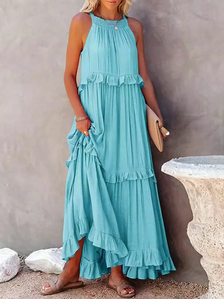 JESSY™ - HALTER RUFFLE MAXI DRESS