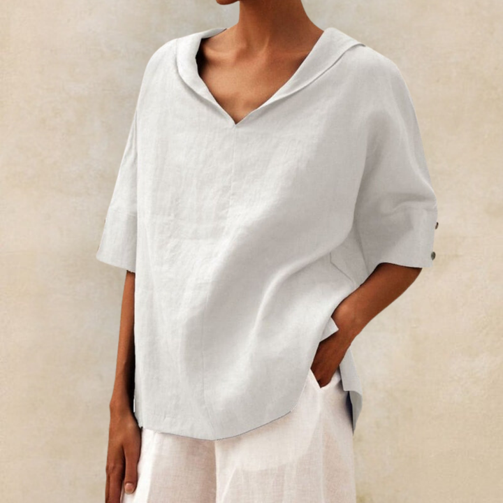 LINDA™ - WOMEN'S V-NECK CASUAL LINEN SHIRT