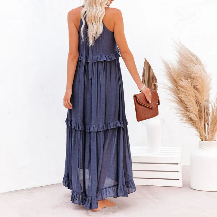 JESSY™ - HALTER RUFFLE MAXI DRESS