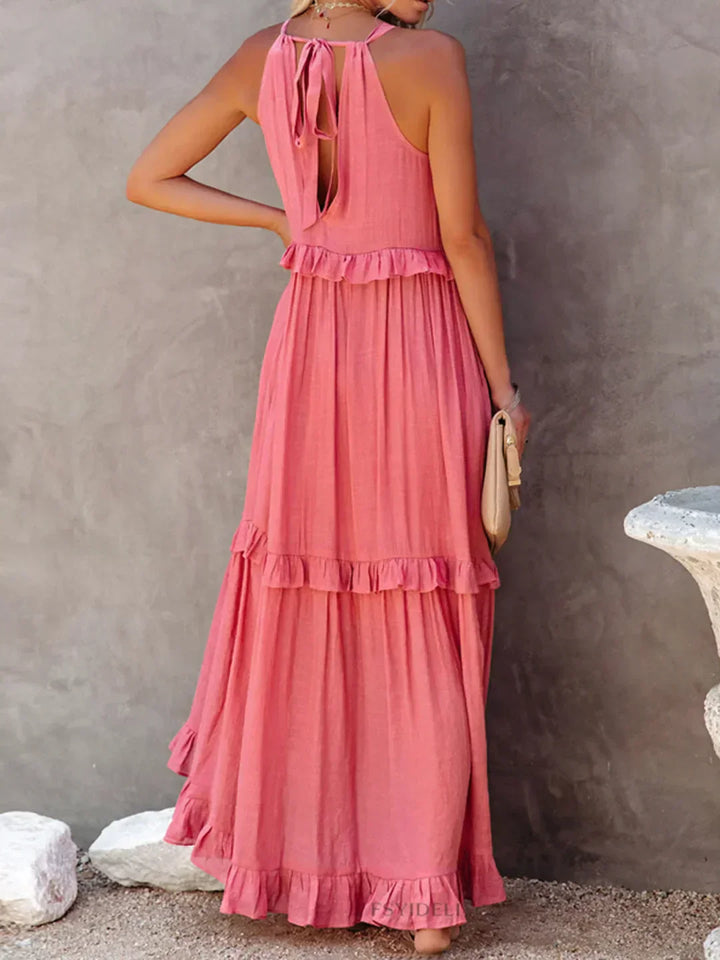 JESSY™ - HALTER RUFFLE MAXI DRESS