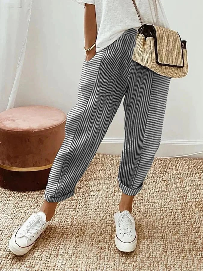 LULU STRIPED™ - STRIPED COTTON PANTS