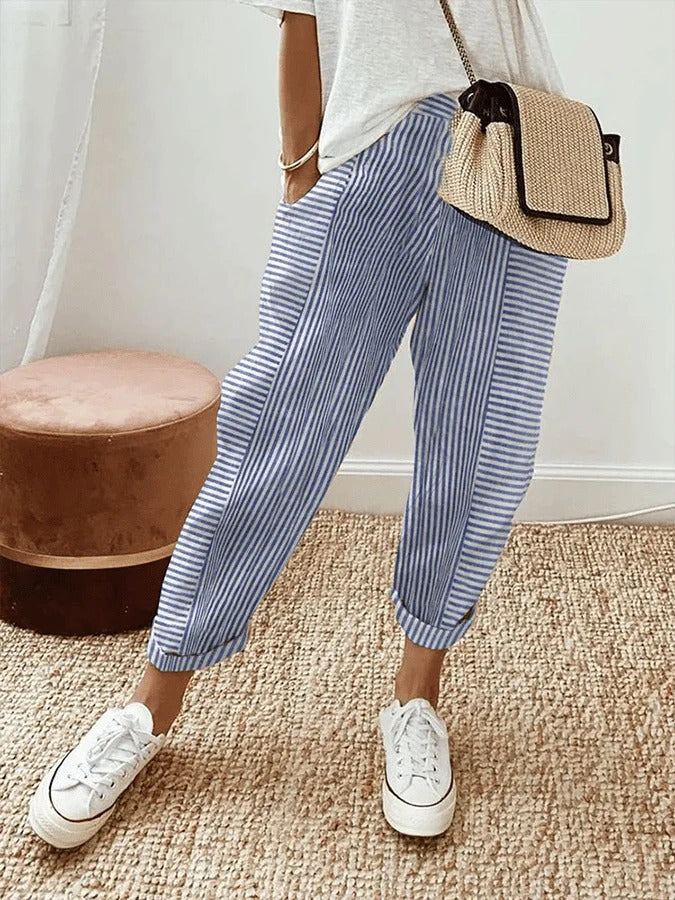 LULU STRIPED™ - STRIPED COTTON PANTS