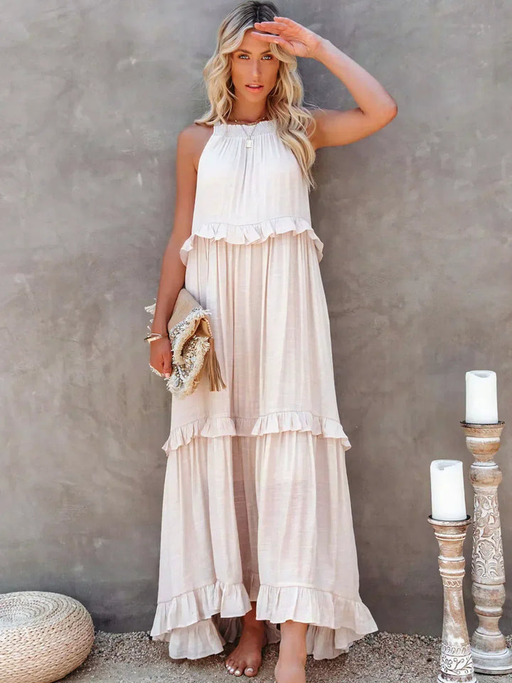 JESSY™ - HALTER RUFFLE MAXI DRESS