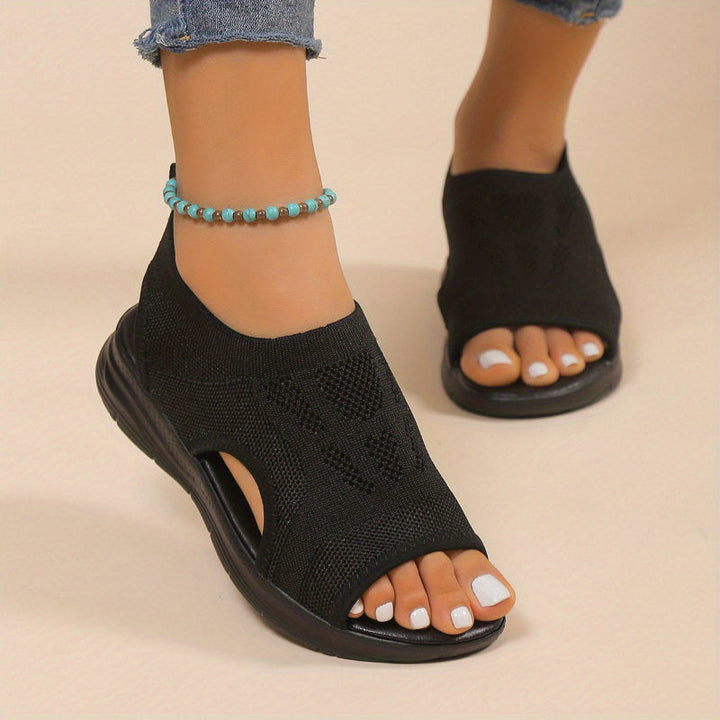 CHERRY-ANN™ - KNITTED SLIP-ON OPEN-TOE WEDGES