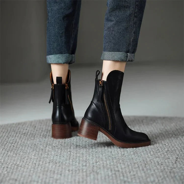 SIMONE™ - LEATHER ANKLE BOOTS