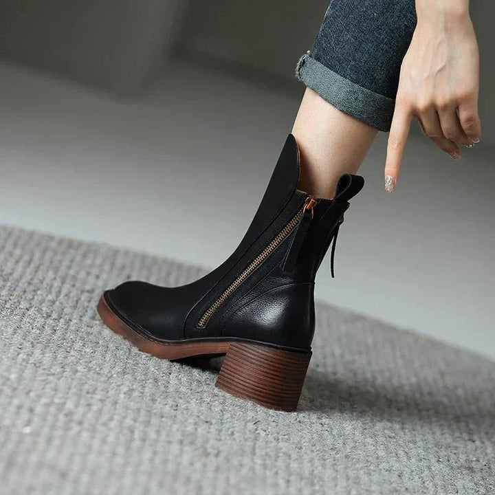 SIMONE™ - LEATHER ANKLE BOOTS