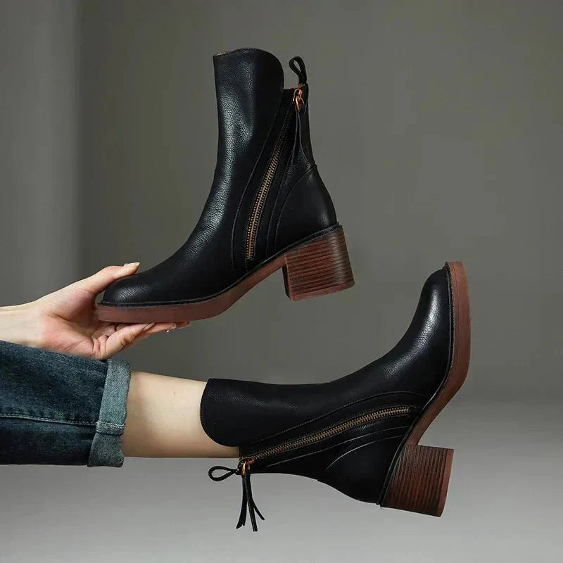 SIMONE™ - LEATHER ANKLE BOOTS