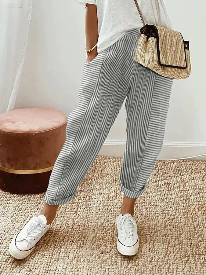 LULU STRIPED™ - STRIPED COTTON PANTS