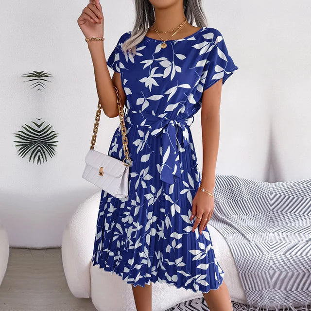 LOUISE™ - FLORAL PLEATED MIDI DRESS