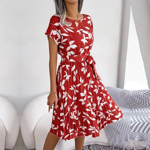 LOUISE™ - FLORAL PLEATED MIDI DRESS