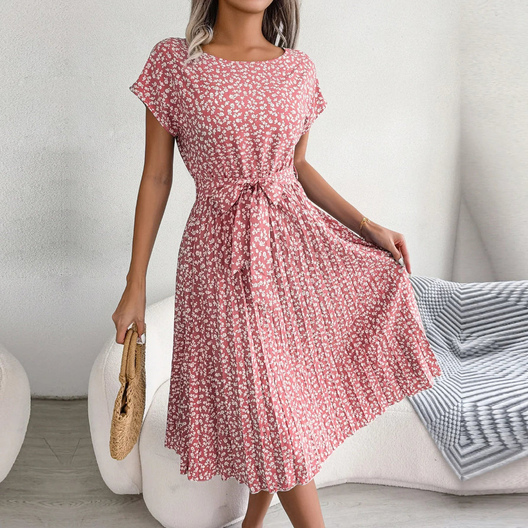 LOUISE™ - FLORAL PLEATED MIDI DRESS