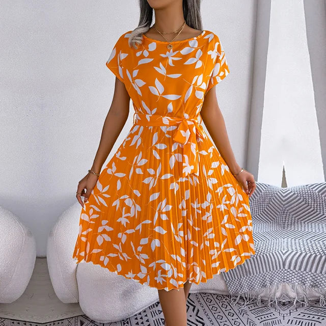 LOUISE™ - FLORAL PLEATED MIDI DRESS